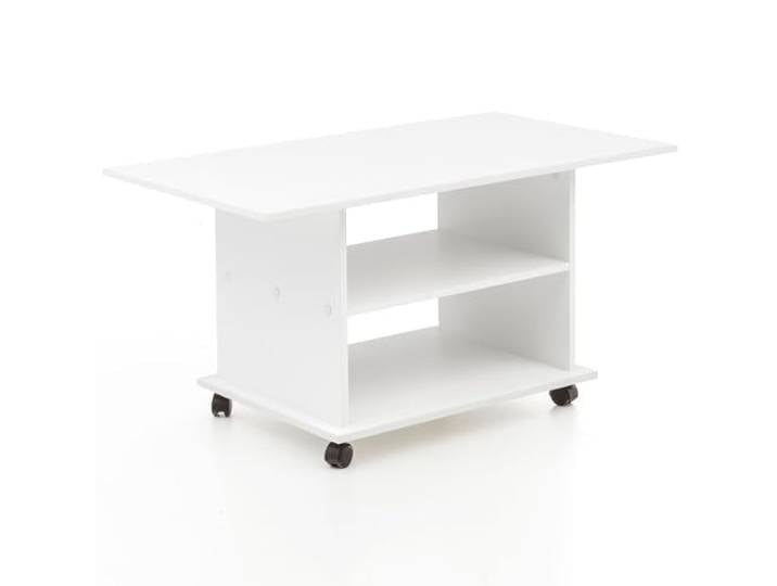 WOHNLING Table Basse 95x54\,5x51 cm Blanche Pivotant à Roulettes