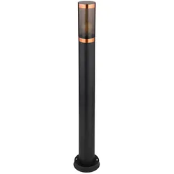 Stehlampe Garten Außen Aussenlampe Stehleuchte Wegeleuchten Edelstahl Außen, Kupferakzent schwarz rauch, 1x LED 7W 806Lm warmweiß, DxH 7,6x80cm