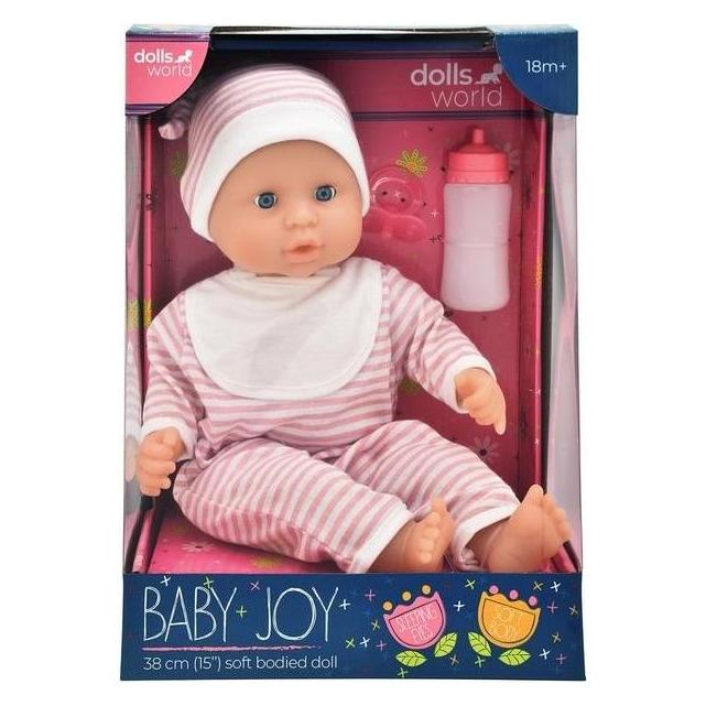 Dolls World Lalka Baby Joy 38cm ubranko w paski (18m+)