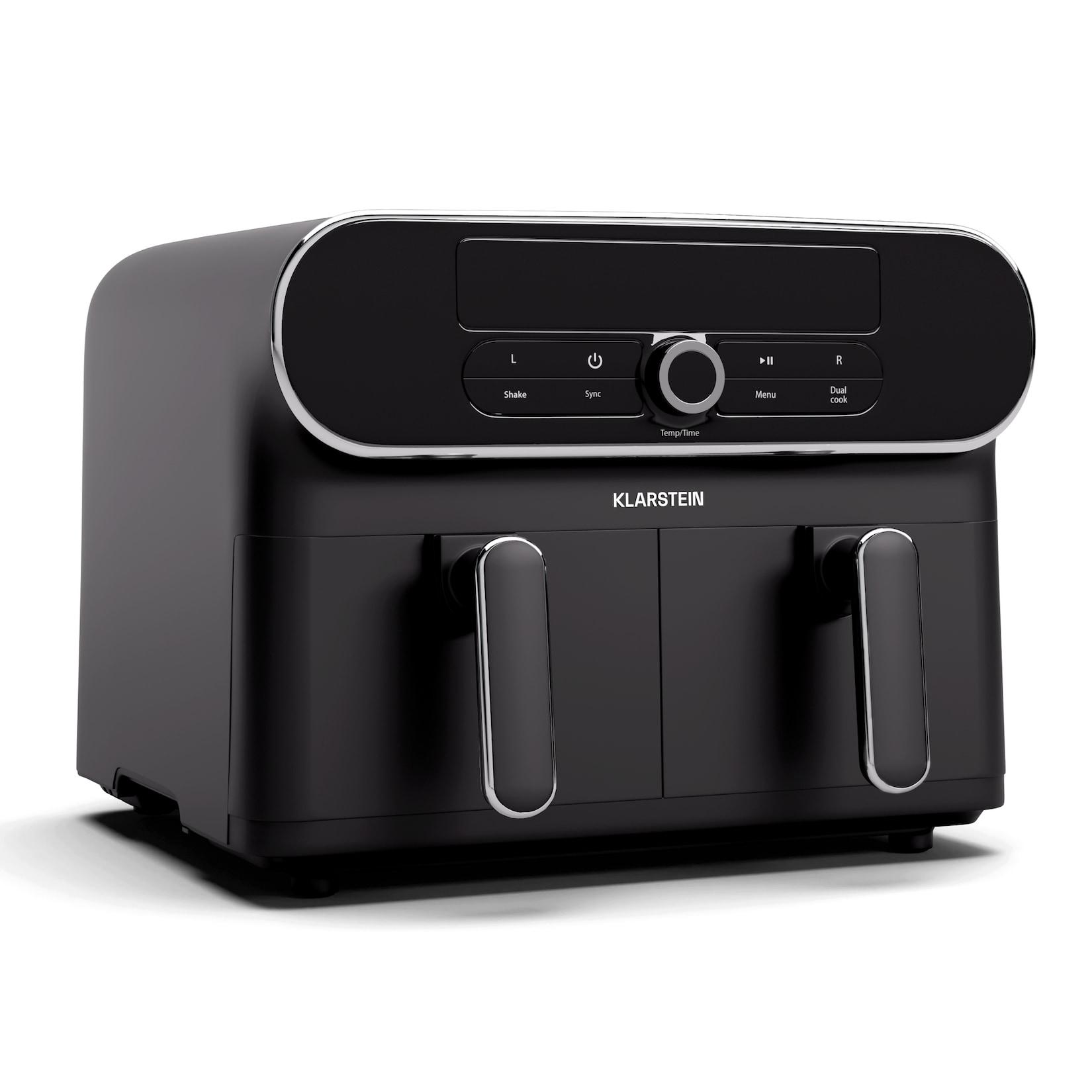 AuraAir Color Touch Heißluftfriteuse 2 Fächer 10 l 1700 W 80 - 200 °C 8 Programme Schwarz/Silber-Metallic