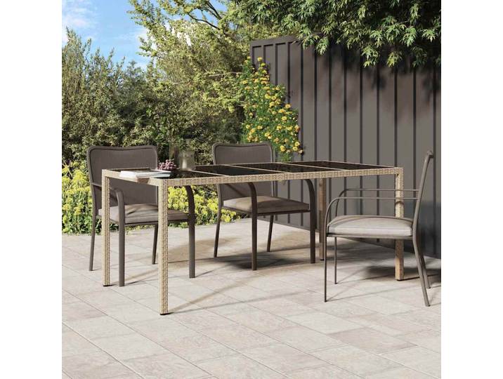 vidaXL Gartentisch Beige Poly-Rattan