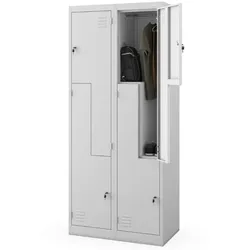 Jan Nowak Umkleideschrank Spind JULIA 4 Abteile mit Lüftungsschlitze | Umkleidespind Metall Schließfachschrank Garderobenspind, 185x80x45cm Stahl