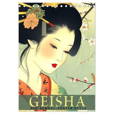 Geisha - Old School Poster Style (Tischkalender 2027 DIN A5 hoch), CALVENDO Monatskalender