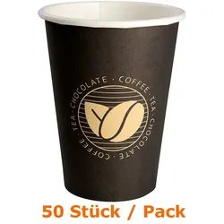 Kaffeebecher Hot cup Beans 360 ml 50 Stück Trinkbecher Einwegbecher für Heiß- und Kaltgetränke