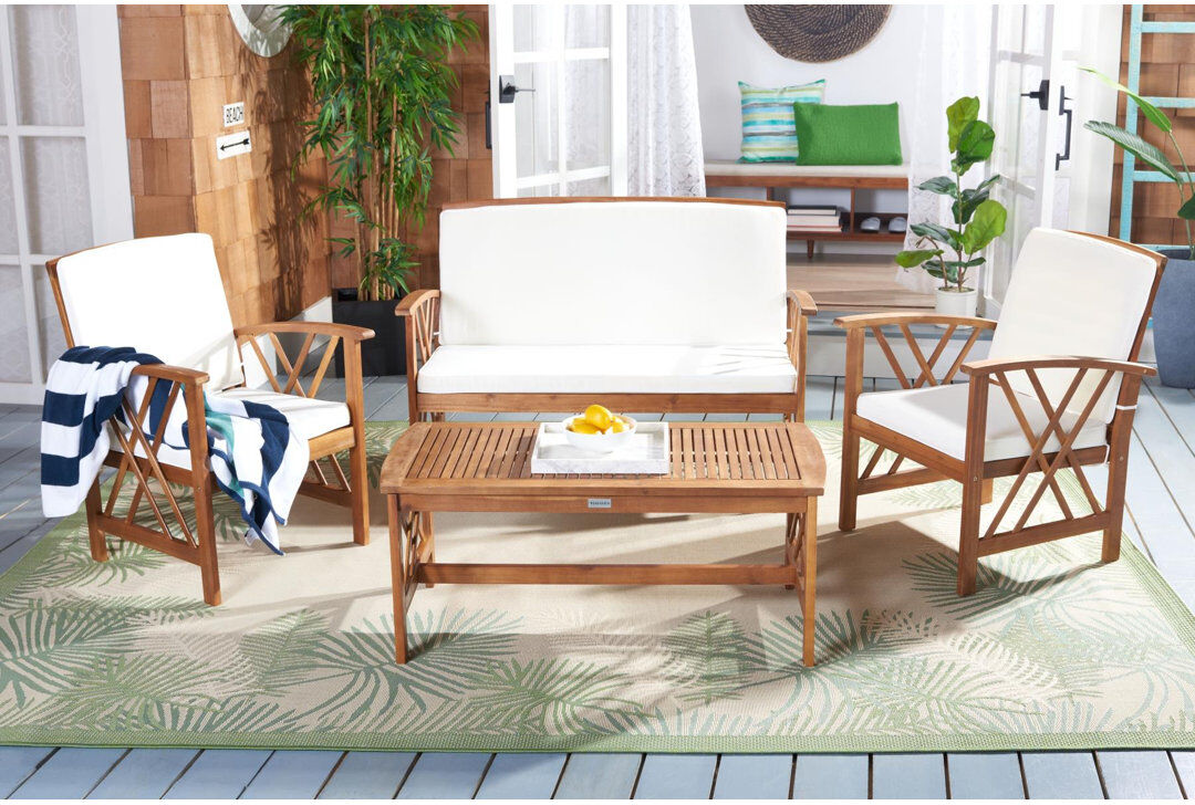 Sol 27 Outdoor Outdoor Aana 4 - Person Chair with Cushions Brown 4