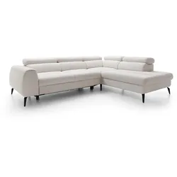 ECKSOFA NOTE Creme Chenille mit Schlaffunktion