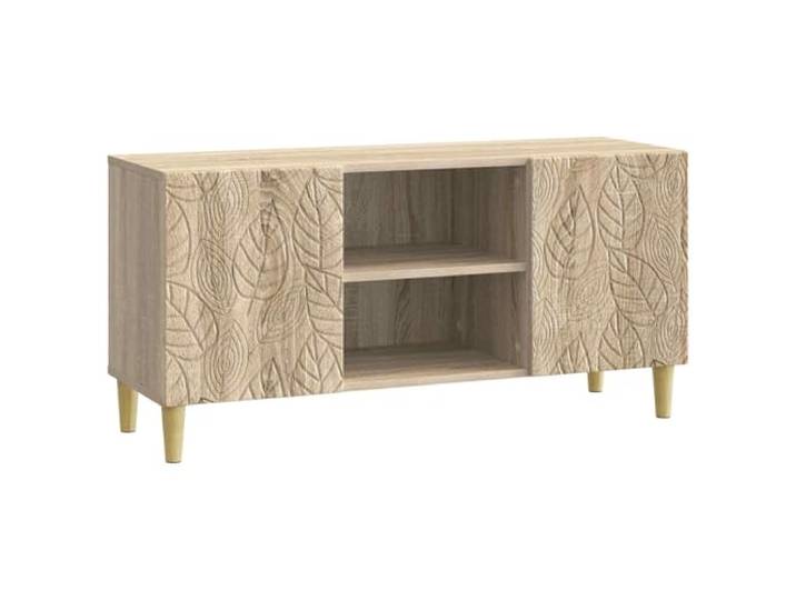 Favemtsl TV-Schrank Sonoma-Eiche 102x34,5x50 cm Holzwerkstoff Lowboard Stilvolles Lowboard fürs Wohnzimmer mit 2 Pendeltüren, 1 Regalfach und stabilen Eukalyptusbeinen für Ihr TV-Gerät.