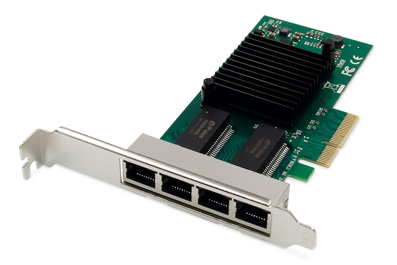 Digitus 4-Port Gigabit Ethernet Netzwerkkarte, RJ45, PCI Express, Intel I350 DN-10114