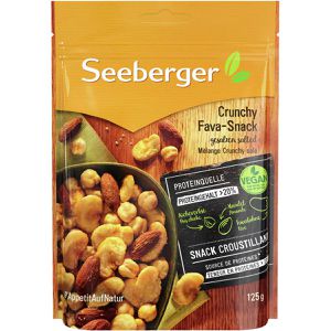 Seeberger Nussmischung Crunchy Fava-Snack, im Beutel, geröstet & gesalzen, Mandeln und Hülsenfrüchten, 125 g