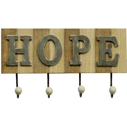 Design Wand Garderobe 4 Kleider Haken Jacken Aufhängung HOPE Schriftzug BHP B990849