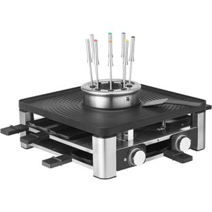 WMF Raclette-Grill Lumero Gourmet Station, für 8 Personen, 1800 Watt, mit gerillter Grillplatte und Fonduetopf
