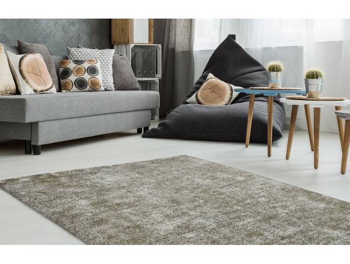 Teppich KAYOOM Etna 110 , grün (silber, oliv), B:160cm H:10mm L:230cm, Polyester, Teppiche, Teppich, Maschinell getufteter Teppich, hervorragende Qualität, aktuelle Farben