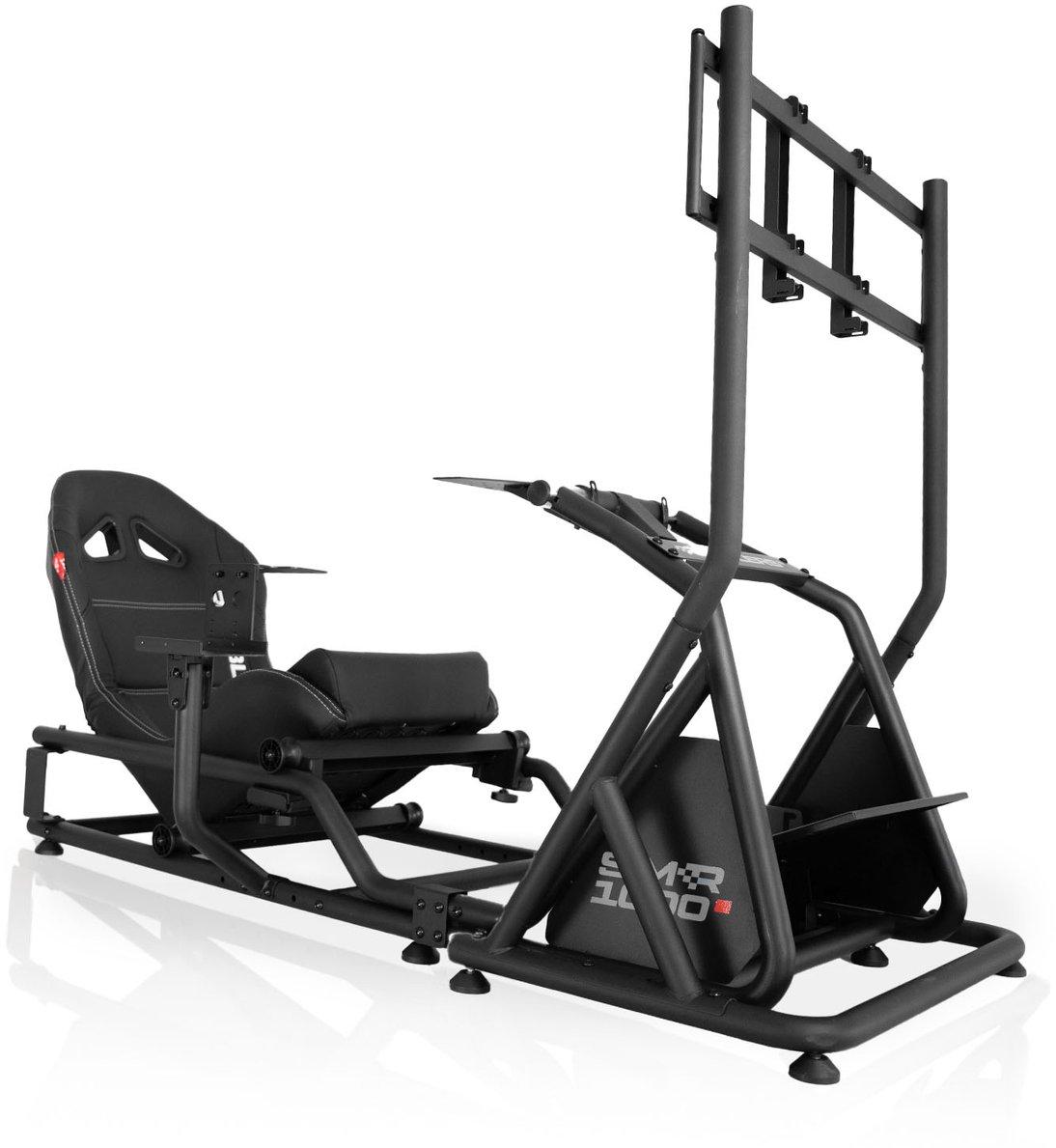 REBBLERS SIMR 1000GM Sim Racing Cockpit mit Schalthebelhalterung und TV-Ständer, Formula, GT und Rallye, Schwarz