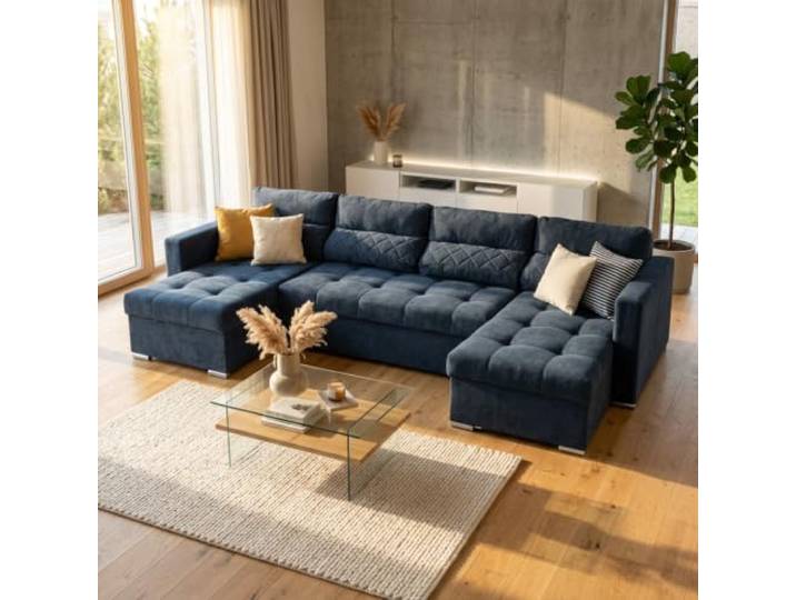 Family Meble Varius Big Wohnlandschaft mit Schlaffunktion – Marineblau – 50