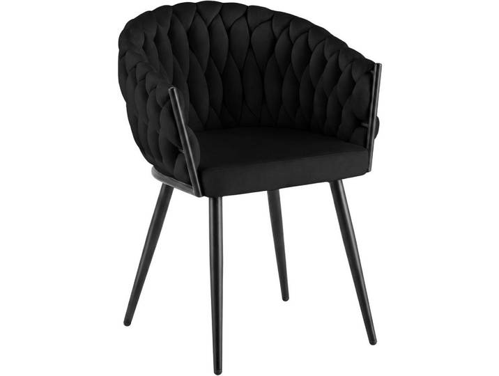 CLP Armlehnenstuhl Samt Schwarz, Metall, 58x80x57 cm, Esszimmer, Stuhl, Armlehnstühle