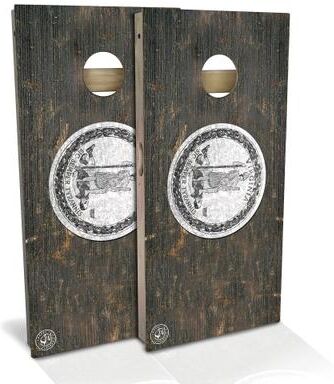 Skip's Garage Virginia Flag Rustic Outdoor Cornhole Board Set