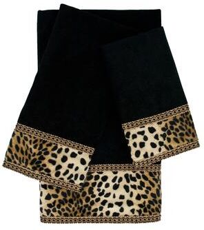 Sherry Kline Leops Black 3-piece Embellished Towel Set
