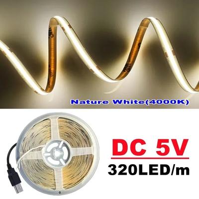 Uplift Picks Seamless USB COB LED Strip For Smooth Flexible Home Accent Lighting nature White (4000k) 1m