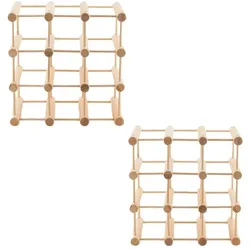 PROREGAL Modulares Weinregal VINOTECA MOD | HxBxT 36x36x24cm | 2x 9 Flaschen | Massives Eichenholz | Natur | Flaschenregal