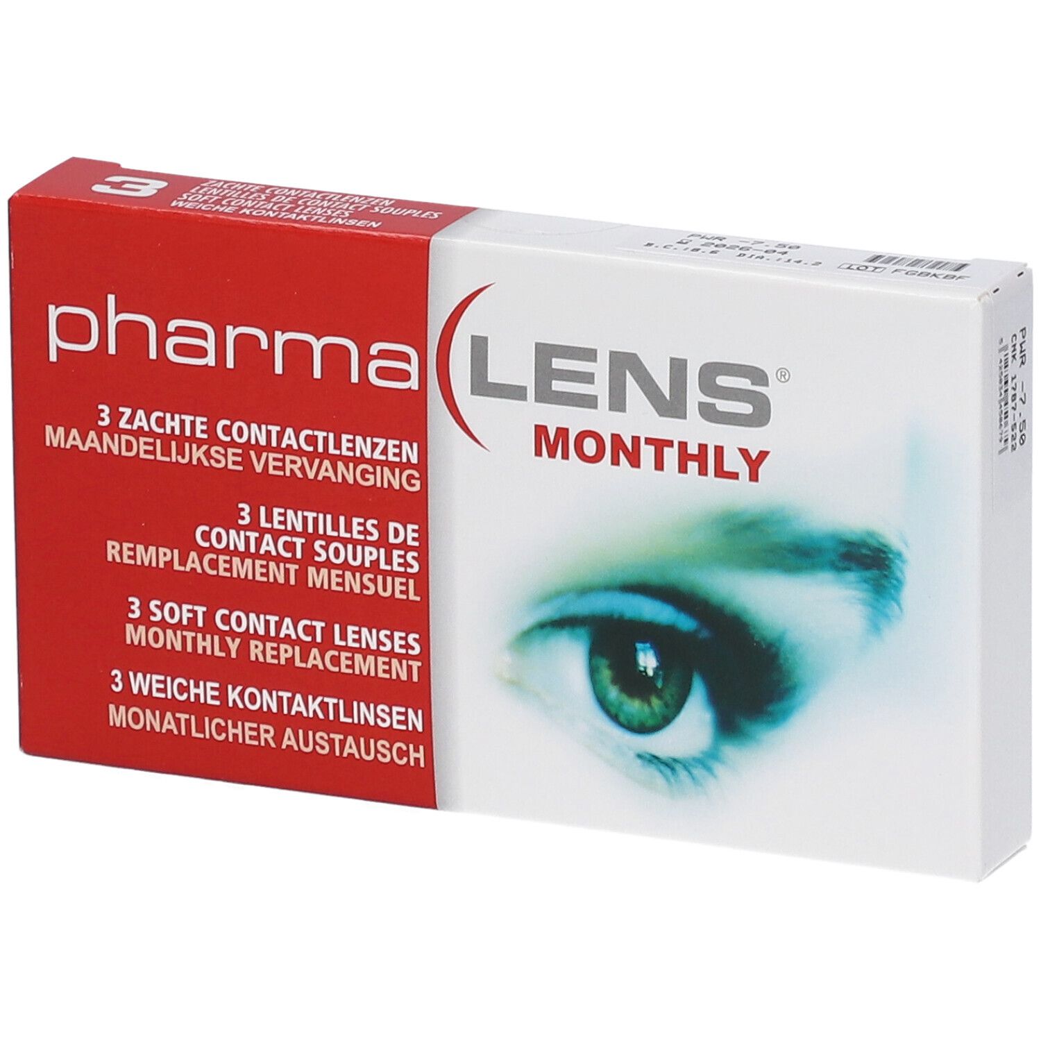 PharmaLens Maandlenzen (Dioptrie -7.50) 3 St Kontaktlinsen