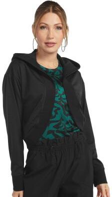 Masseys VEVO ACTIVE Hooded Thumbhole Shrug (Size 4X) Black, Cotton,Polyester,Spandex