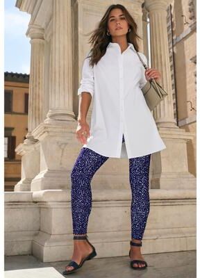 Plus Size Women's Kate Long-Sleeve Crisp Cotton-Blend Button-Front Tunic by Roaman's in White (Size 32 W) Button Down Tunic Shirt