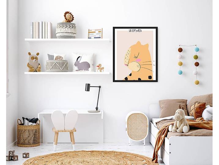 Tableau déco Sleepy Leopard 43 x 53cm Multicolore