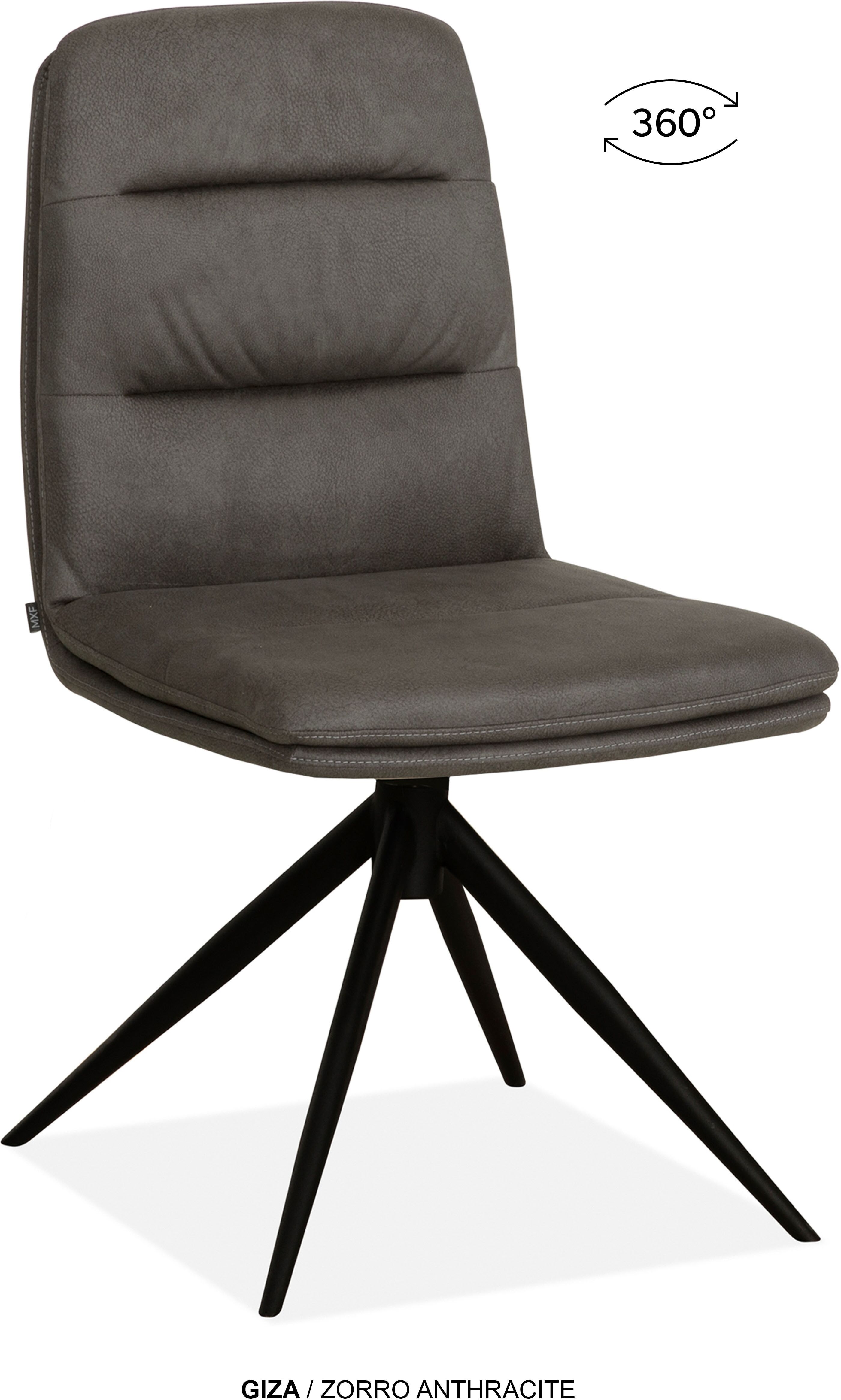 Esszimmerstuhl OMG DESIGN "Giza", grau (anthrazit, schwarz, anthrazit), B:48cm H:88cm T:63cm, Polyester, Stühle, Esszimmerstuhl, Drehstuhl mit auto-return, pflegeleichter Bezug