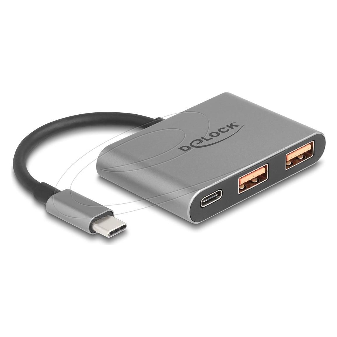 Delock 3 Port USB Hub 10 Gbps mit USB Type-C zu 1 x USB Type (USB-C, 3 Ports) (64337)