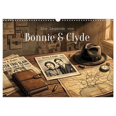 Die Legende von Bonnie & Clyde (Wandkalender 2027 DIN A3 quer), CALVENDO Monatskalender