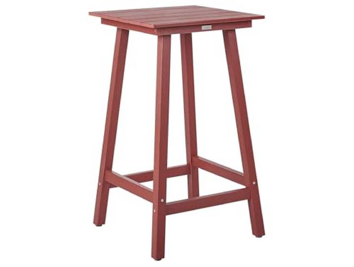 Beliani Garten Bartisch Adirondack Dunkelrot Kunststoff für 2 Personen Rot, Quadratisch, Belastbarkeit 90 kg, Für den Außenbereich, 59 x 60 x 103 cm, UV-beständig