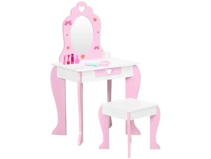 ZONEKIZ coiffeuse bébé fille 3-6 ans avec tabouret miroir 50x36,5x89,5 cm