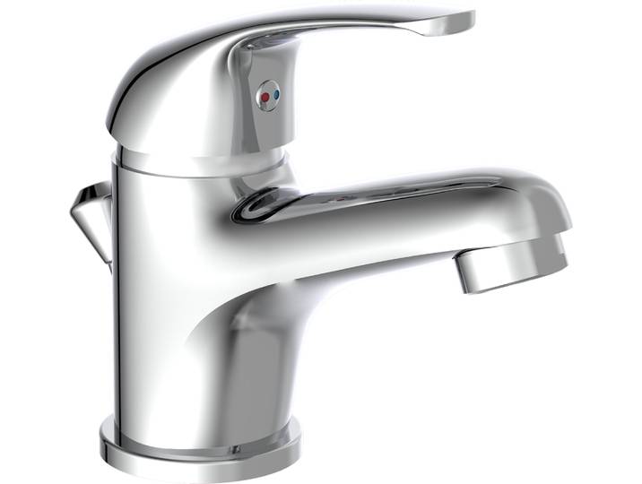 SCHÜTTE ATHOS Waschtischarmatur mit Zugstange, Wasserhahn Bad mit Ablaufgarnitur, Chrom