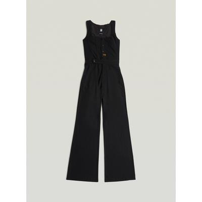 Jumpsuit G-STAR "High Waist Jumpsuit", Damen, Gr. XS, Normalgrößen, schwarz (dk schwarz), Obermaterial: 100% Polyester, Overalls Jumpsuit