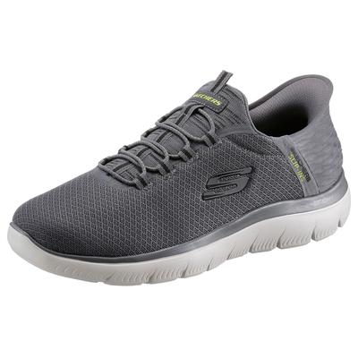 Slip-On Sneaker SKECHERS "SUMMITS-HIGH RANGE", Herren, Gr. 42, Textil, grau, Schuhe, Freizeitschuh mit Slip Ins-Fersenpart für einen leichten Einstieg