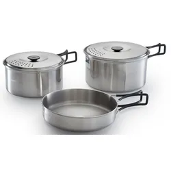 Campingaz Topf-Set Camping Kit, 5-teilig (Edelstahl, 2 Töpfe + 2 Deckel + 1 Pfan...