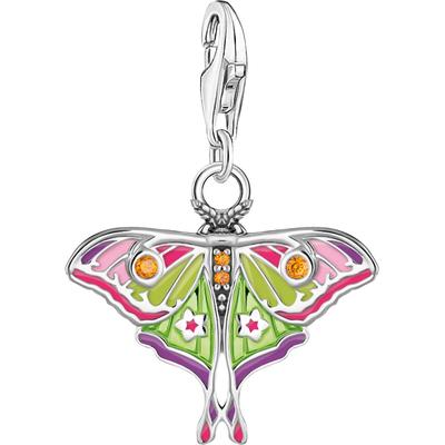 Charm-Einhänger THOMAS SABO "Charm Nachtfalter bunt", bunt (silberfarben, orange, orange), Charms, Damen, Silber 925 (recycelt), mit Zirkonia (synth.)