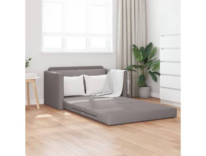 HEFZGDB Modernes Loveseat Sofa Bett 2-in-1 Taupe 124x71x78 cm Stoff mit Kastenpolster und abnehmbaren Kissen für stilvolles Wohnzimmer und komfortable Entspannung