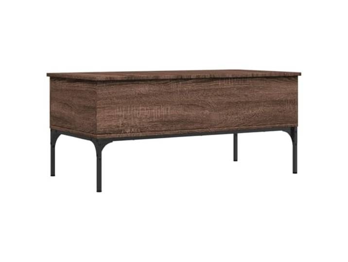 LASWWQMRF Couchtisch Höhenverstellbar 100x50 cm Braun Eichen-Optik Höhenverstellbarer Wohnzimmertisch mit 2 versteckten Fächern, robustem Metallgestell und verstellbaren Füßen.
