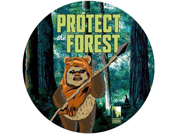 Komar Star Wars DOT runde und selbstklebende Vlies Fototapete - Star Wars Protect the Forest - Ø Durchmesser 125 cm - Ewok, Tapete, Kinderzimmer, Wandtattoo - DD1-015