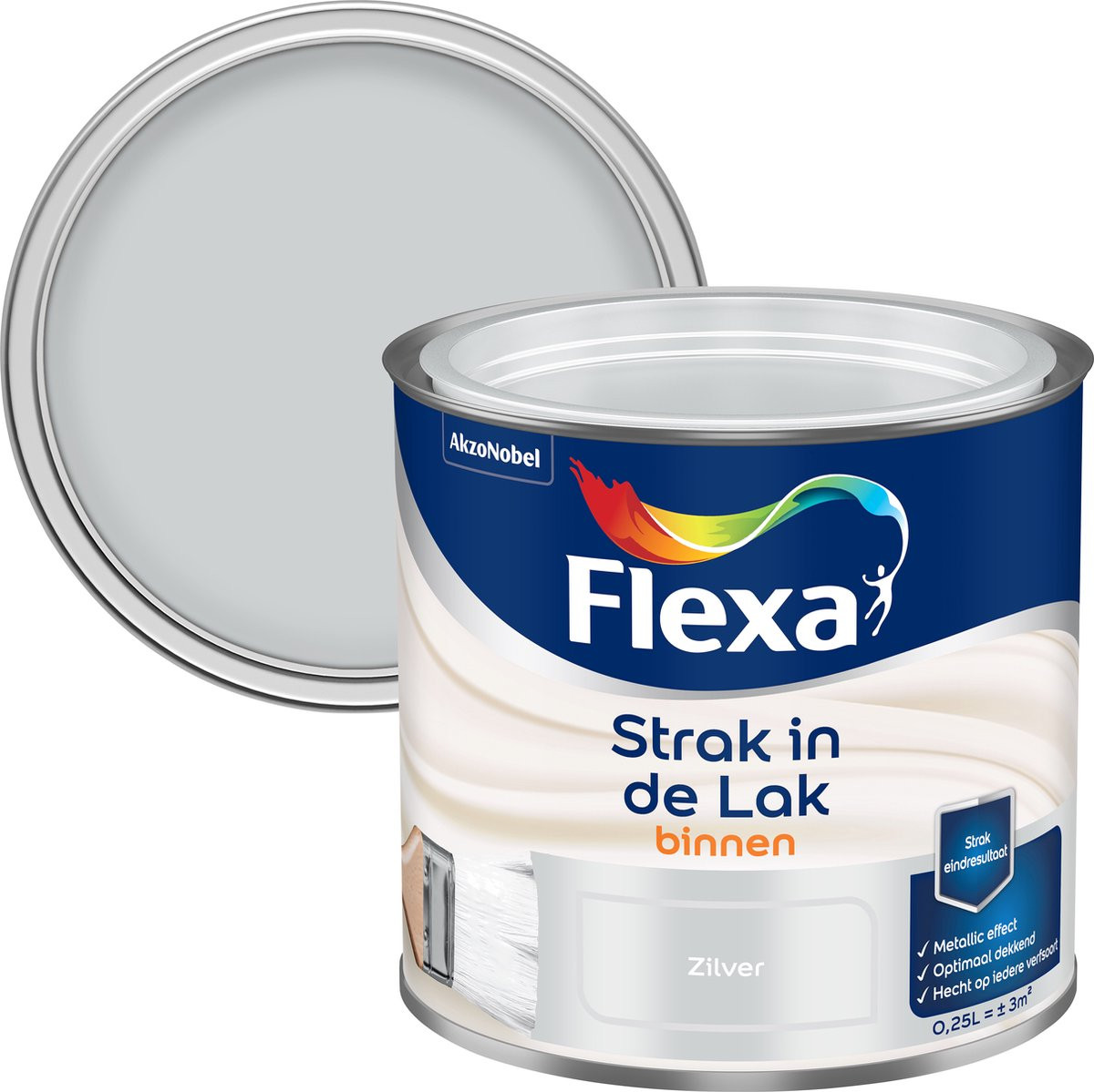 Flexa Strak In De Lak Binnenlak Metallic Zilver 250 ml