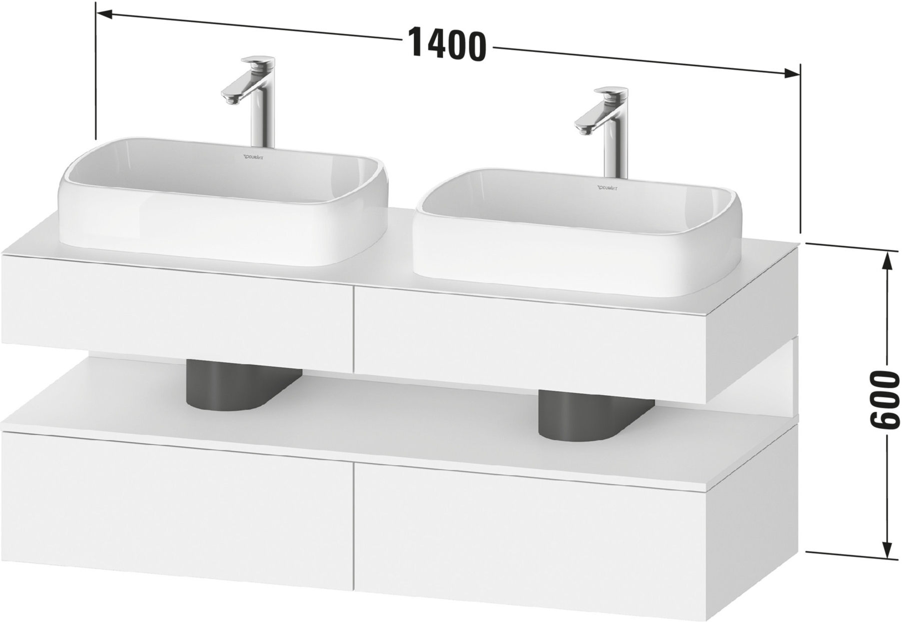 Duravit Waschtischunterschrank Qatego 140x55x60cm, w g, Pl, Beck. beids. (QA4767022220000)
