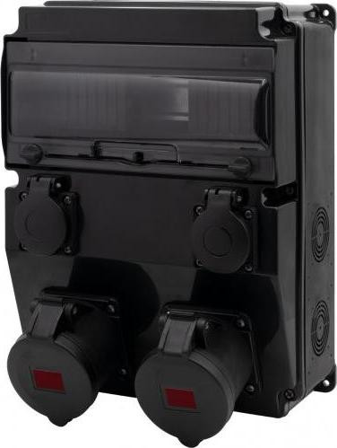 F-ELEKTRO Zwarte verdeeldoos CAJA 12M SCENIC met 2x16A/5P en 2x230V F3.2681