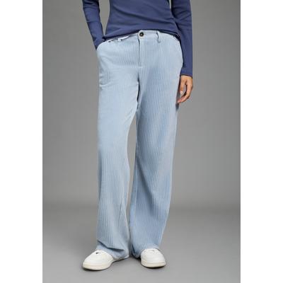 Cordhose KANGAROOS, Damen, Gr. 50, N-Gr, blau (graublau), Cord, Obermaterial: 62% Baumwolle, 36% Polyester, 2% Elasthan, Basic bodenlang, Hosen Cordhose, weite Basic-Passform, bodenlange Form, elastisches Material