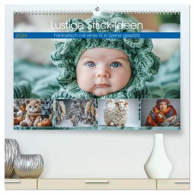 Lustige Strick-Ideen (hochwertiger Premium Wandkalender 2026 DIN A2 quer), Kunstdruck in Hochglanz