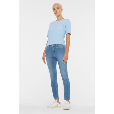 Slim-fit-Jeans SENSES.THE LABEL, Damen, Gr. 26, Normalgrößen, blau, Denim/Jeans, Material: 78% Baumwolle, 21% Polyester, 1% Elasthan, Abriebeffekte, slim fit, Jeans Slim-fit-Jeans, mit Used-Waschung