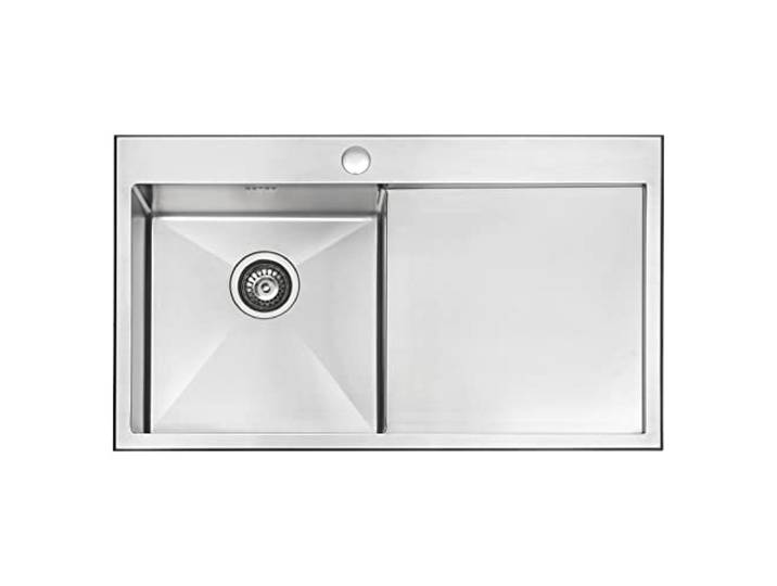 JASSFERRY Handgefertigtes Spülbecken aus Edelstahl 1,2 mm Dicke, 1 Becken mit rechter Abtropffläche 86x51 cm