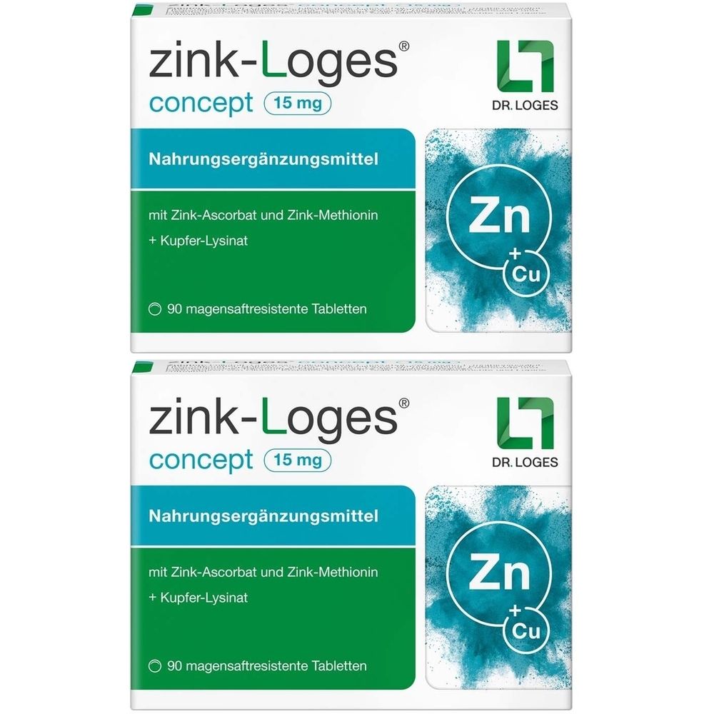 Zink-Loges concept 15 mg magensaftres.Tabletten 2x 2x90 St Tabletten magensaftresistent