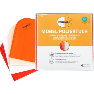 Renuwell Poliertuch Möbel, 730124, 30 x 30 cm, aus Baumwoll, für Möbel, Lack und Kunststoff, 4 Stück