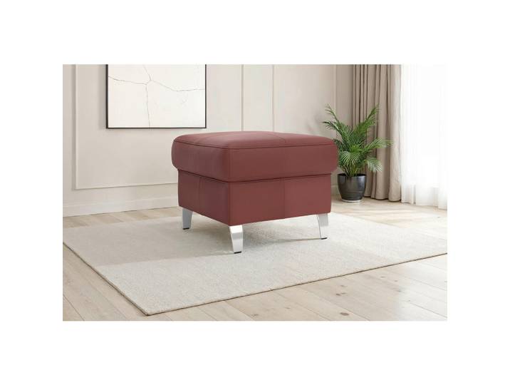 Sit & More Hocker Arngast E, Rotbraun, Metall, Echtleder, Nappaleder, quadratisch, 58x48x58 cm, Wohnzimmer, Hocker, Sitzhocker